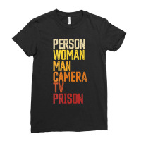 Womens Person Woman Man Camera Tv Prison Haha Funny Anit Trump Ladies Fitted T-shirt | Artistshot