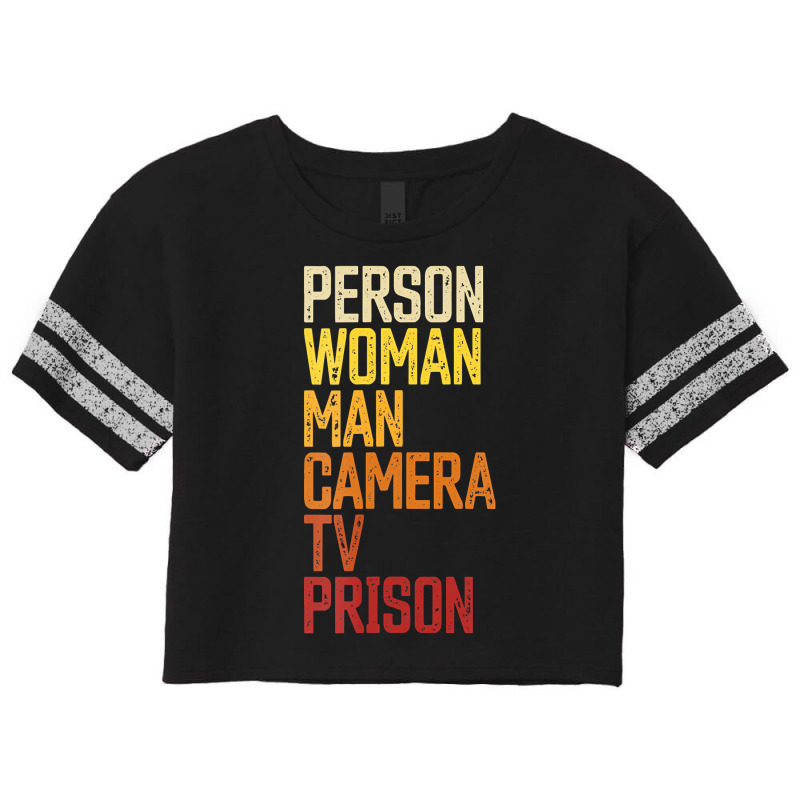 Womens Person Woman Man Camera Tv Prison Haha Funny Anit Trump Scorecard Crop Tee by cm-arts | Artistshot