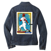 Ken Griffey Jr. Homer At The Bat Simpsons Parody Springfield Baseball Ladies Denim Jacket | Artistshot