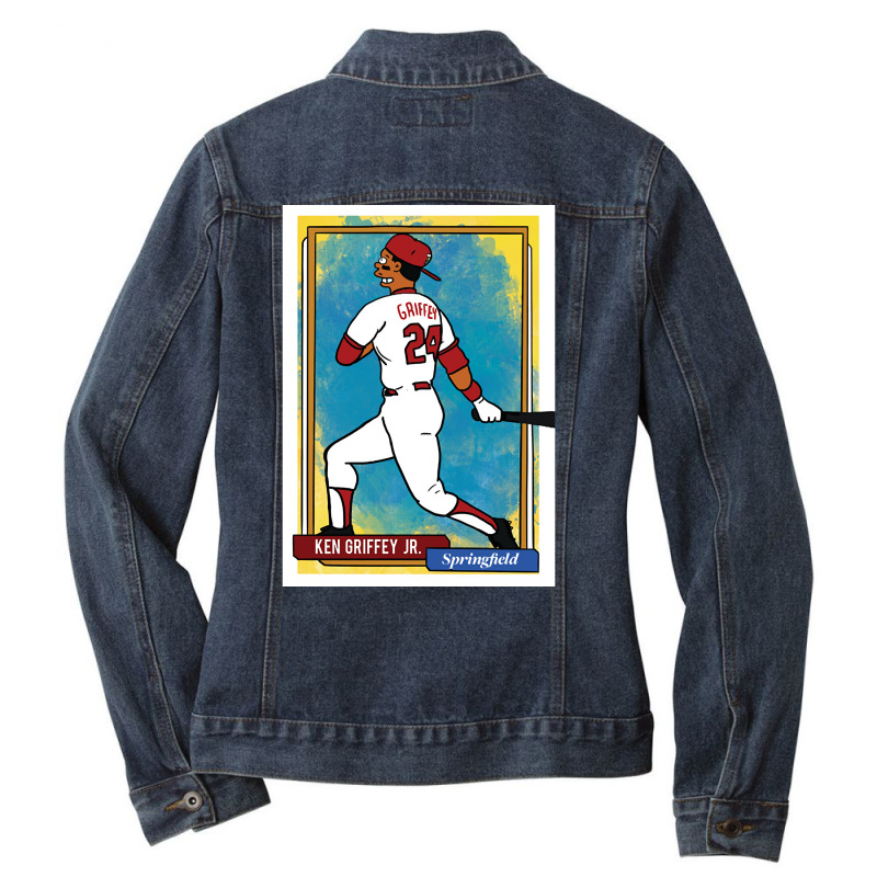 Ken Griffey Jr. Homer At The Bat Simpsons Parody Springfield Baseball Ladies Denim Jacket by Kanjolen689 | Artistshot