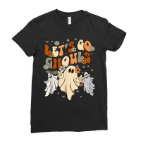 Cute Hippie Halloween Ghost Graphic For Women Lets Go Ghouls Ladies Fitted T-shirt | Artistshot