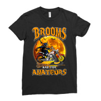 Womens Brooms Are For Amateurs Witch Riding Dirt Bike Halloween Ladies Fitted T-shirt | Artistshot