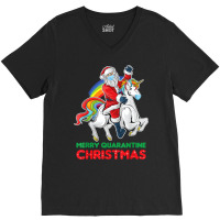 Merry Quarantine Christmas Santa Riding Unicorn Xmas Gifts T Shirt V-neck Tee | Artistshot