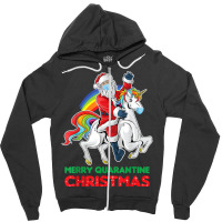 Merry Quarantine Christmas Santa Riding Unicorn Xmas Gifts T Shirt Zipper Hoodie | Artistshot