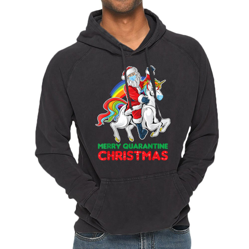 Merry Quarantine Christmas Santa Riding Unicorn Xmas Gifts T Shirt Vintage Hoodie | Artistshot