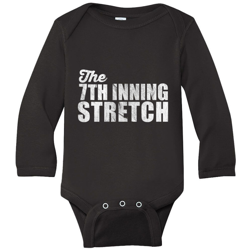 Cute Baseball 7th Seventh Inning Stretch Distressed Long Sleeve Baby Bodysuit | Artistshot