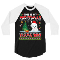 Morkie Dog Dancing On Snow Gift This Is My Christmas Pajama T Shirt 3/4 Sleeve Shirt | Artistshot