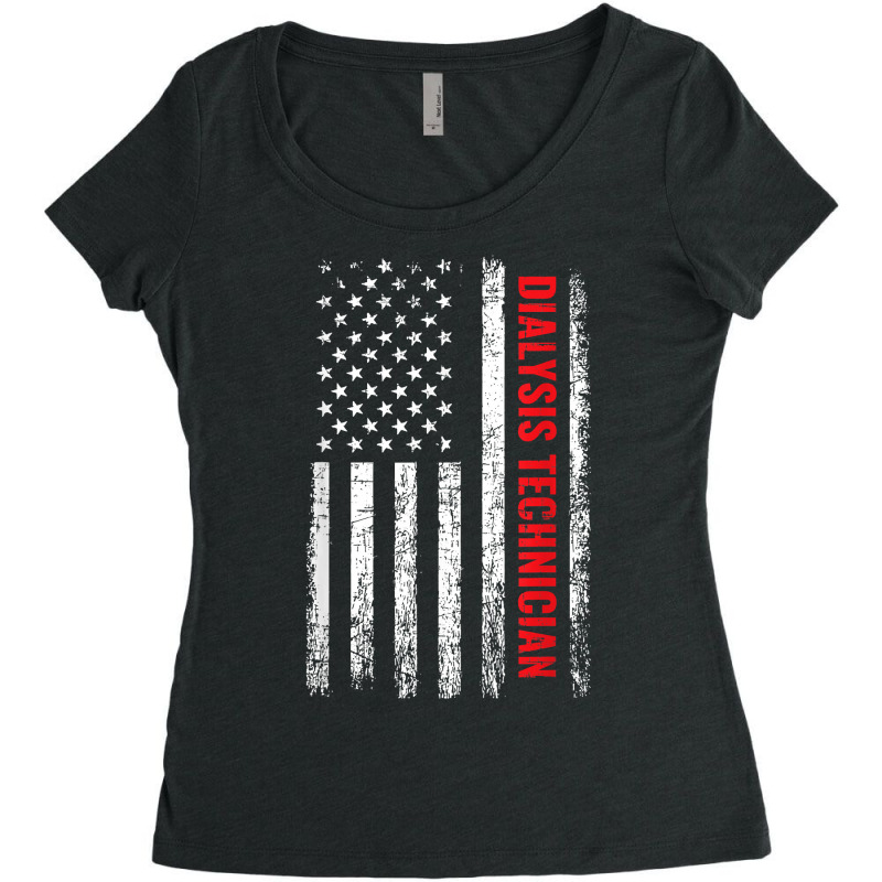 Dialysis Technician, American Flag Dialysis Tech T Shirt Women's Triblend Scoop T-shirt by cm-arts | Artistshot