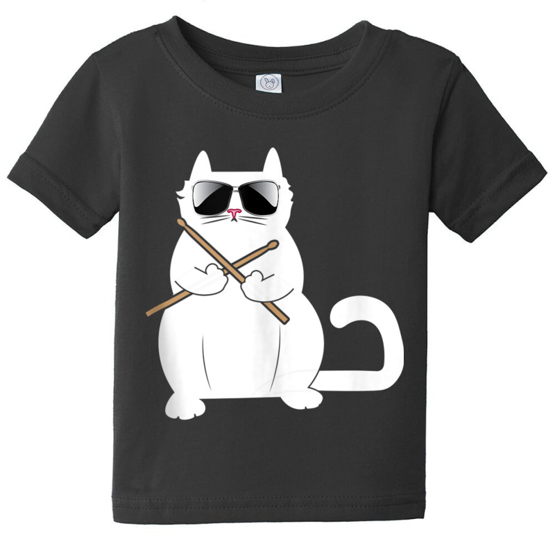 Cat Drummer Music Lover Musician Instrumentalist Kitty Tank Top Baby Tee by cm-arts | Artistshot