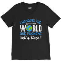 Nbxp Dyslexia Teacher Changing The World One Phoneme At Time V-neck Tee | Artistshot