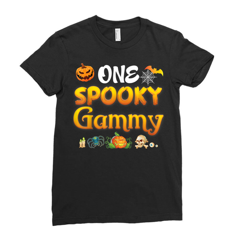 One Spooky Gammy Scary Pumpkin Horor Halloween Ghost Creepy Ladies Fitted T-Shirt by Sombre | Artistshot