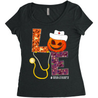 Love Triage Nurse Life Nurse Halloween Pumpkin Costume Women's Triblend Scoop T-shirt | Artistshot