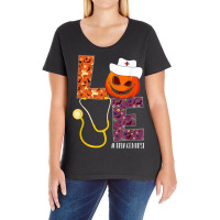 Love Triage Nurse Life Nurse Halloween Pumpkin Costume Ladies Curvy T-shirt | Artistshot