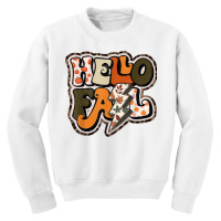 Retro Groovy Hello Fall Autumn Vibes Lightning Bolt T Shirt Youth Sweatshirt | Artistshot