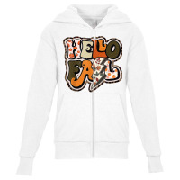 Retro Groovy Hello Fall Autumn Vibes Lightning Bolt T Shirt Youth Zipper Hoodie | Artistshot