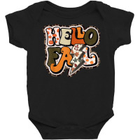 Retro Groovy Hello Fall Autumn Vibes Lightning Bolt T Shirt Baby Bodysuit | Artistshot