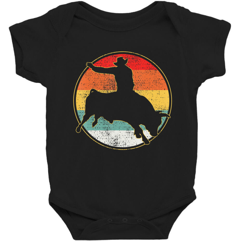 Bull Riding Cowboy Western Vintage Baby Bodysuit by cm-arts | Artistshot