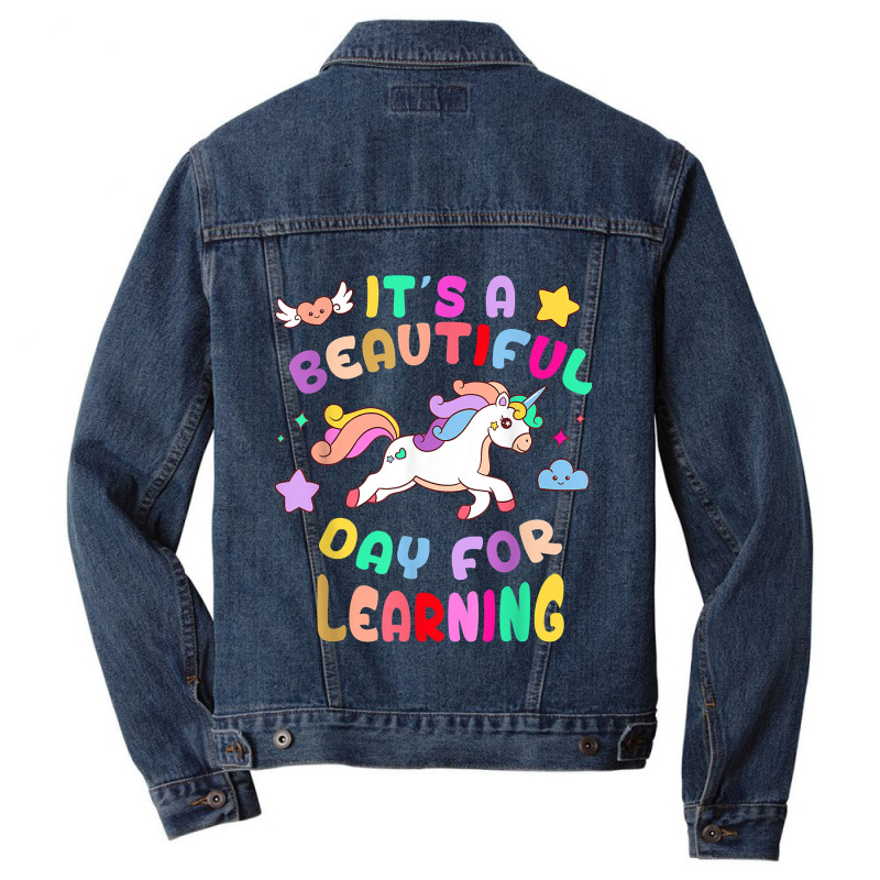 Its Beautiful Day 4 Learning Unicorn Teacher Student Women Men Denim Jacket | Artistshot