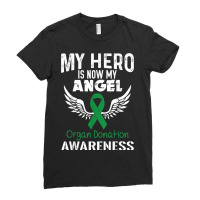 Hero Now Angel  Organ Donation Awareness Supporter Ribbon Ladies Fitted T-shirt | Artistshot