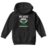 Hero Now Angel  Organ Donation Awareness Supporter Ribbon Youth Hoodie | Artistshot