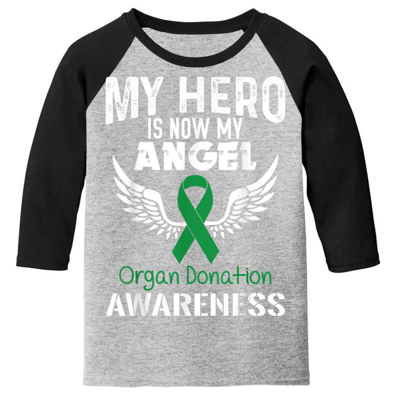 Hero Now Angel  Organ Donation Awareness Supporter Ribbon Youth 3/4 Sleeve by Outpost | Artistshot