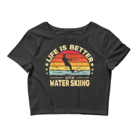 Life Is Better With Water Skiing Retro Men Waterskiing Crop Top | Artistshot