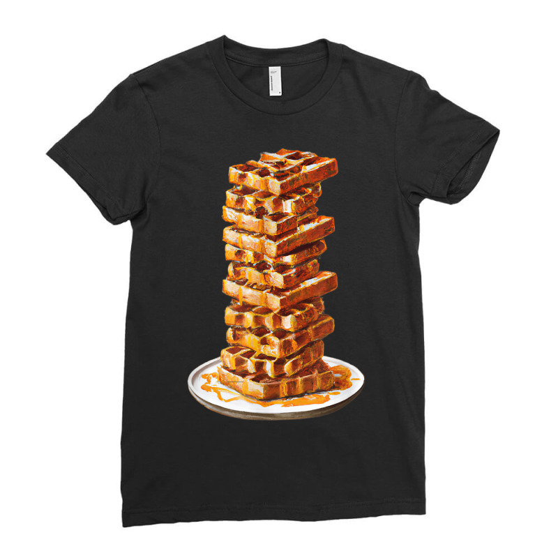 Tall Stack Of Waffles And Syrup Ladies Fitted T-Shirt by Outpost | Artistshot