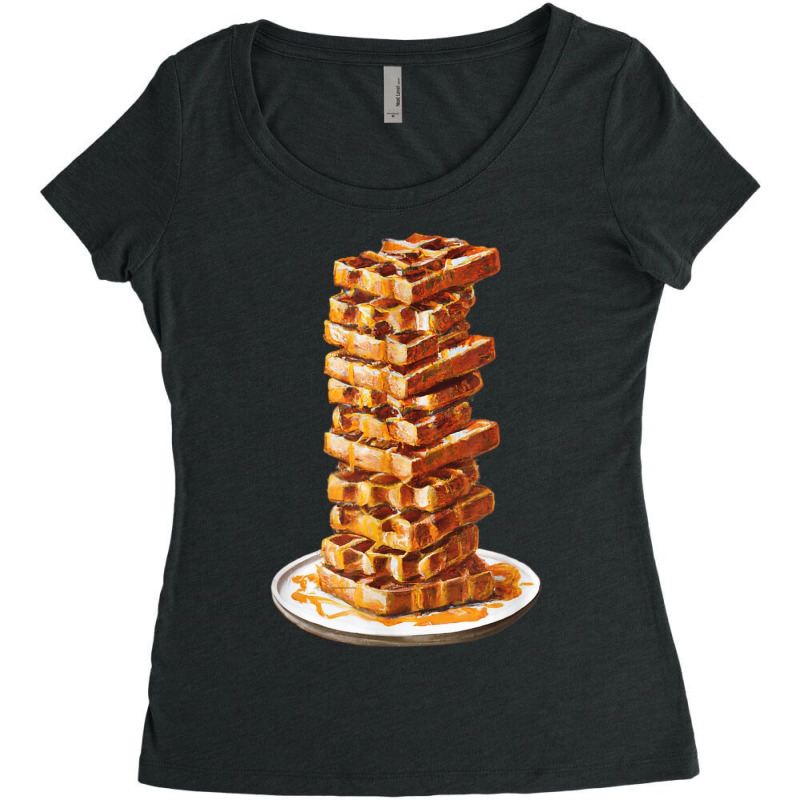 Tall Stack Of Waffles And Syrup Women's Triblend Scoop T-shirt by Outpost | Artistshot