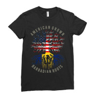 American Grown Barbadian Roots Usa Barbados Flag Heritage T Shirt Ladies Fitted T-shirt | Artistshot