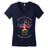 American Grown Barbadian Roots Usa Barbados Flag Heritage T Shirt Women's V-neck T-shirt | Artistshot