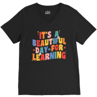 Its Beautiful Day For Learning Retro Teacher Students Women V-neck Tee | Artistshot