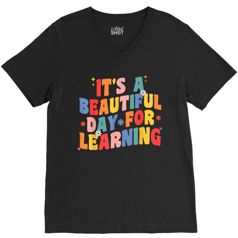 Its Beautiful Day For Learning Retro Teacher Students Women V-neck Tee | Artistshot