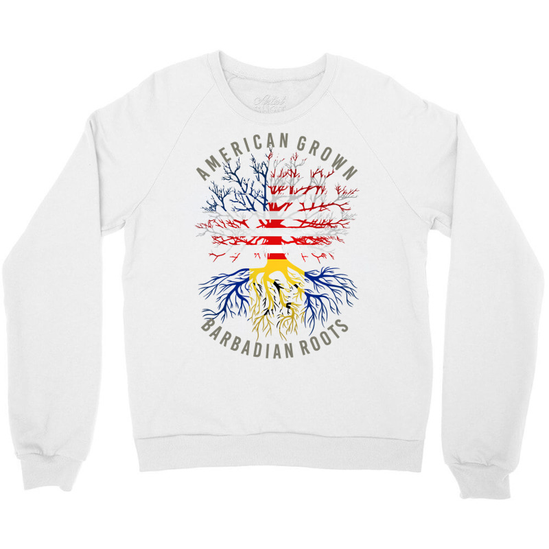 American Grown Barbadian Roots Usa Barbados Flag Heritage T Shirt Crewneck Sweatshirt by MG91 | Artistshot