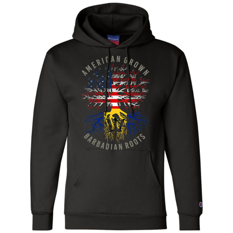 American Grown Barbadian Roots Usa Barbados Flag Heritage T Shirt Champion Hoodie by MG91 | Artistshot