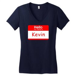 hello my name is kevin tag Women's V-Neck T-Shirt | Artistshot