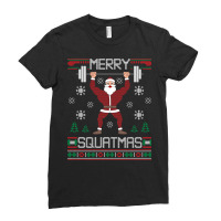 Merry Squatmas Ugly Christmas Sweater Squat Gym Santa Claus Pullover H Ladies Fitted T-shirt | Artistshot