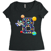 8th Birthday Astronaut Eight Bday Celebration Planet Women's Triblend Scoop T-shirt | Artistshot