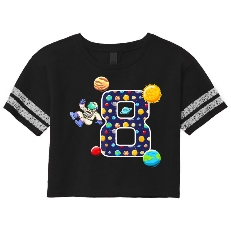 8th Birthday Astronaut Eight Bday Celebration Planet Scorecard Crop Tee by Garnet | Artistshot