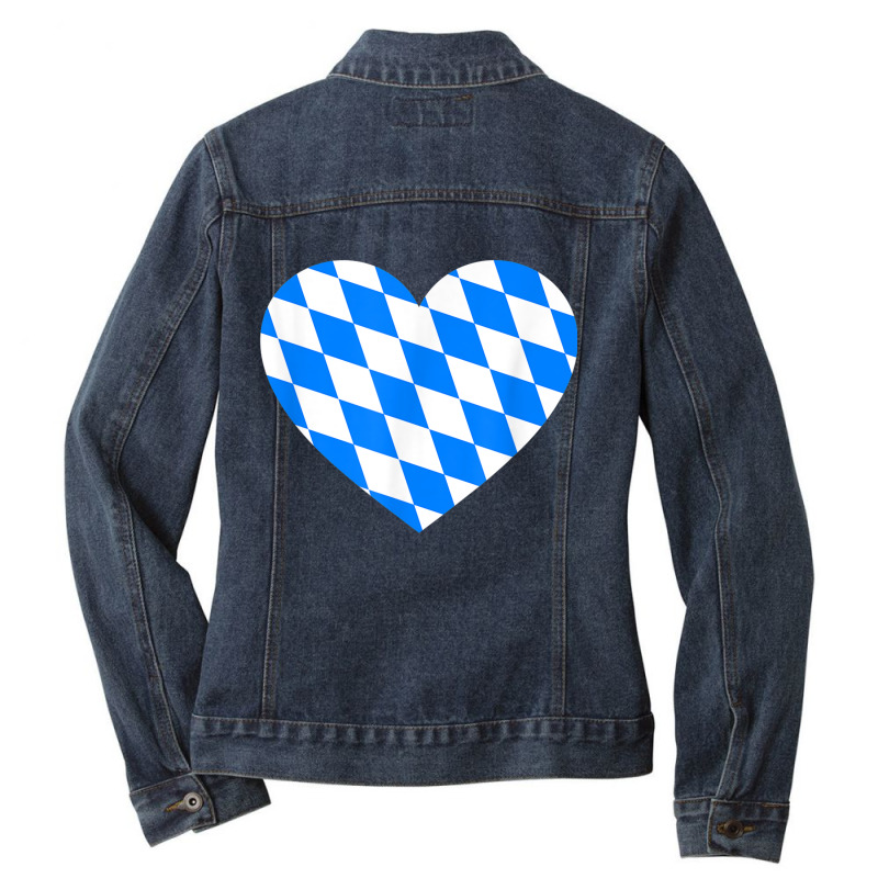 Love Germany State Bavaria Flag Colors Blue Diamonds T Shirt Ladies Denim Jacket by cm-arts | Artistshot