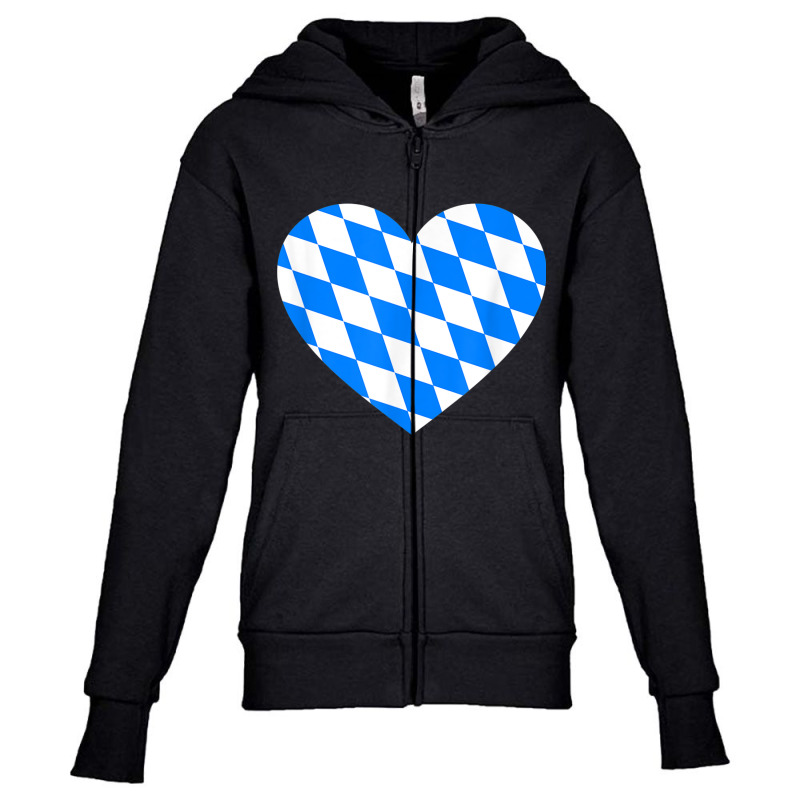 Love Germany State Bavaria Flag Colors Blue Diamonds T Shirt Youth Zipper Hoodie by cm-arts | Artistshot