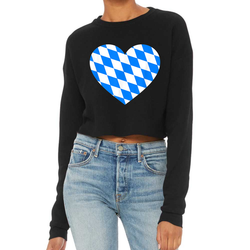 Love Germany State Bavaria Flag Colors Blue Diamonds T Shirt Cropped Sweater by cm-arts | Artistshot