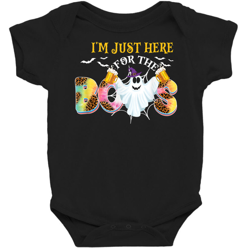 I'm Just Here For The Boos Halloween Ghost Leopard Tie Dye Baby Bodysuit by Queens | Artistshot