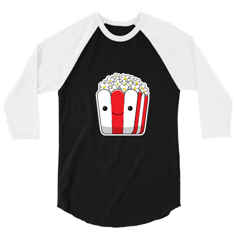 Cute Pop Corn Sticker 3/4 Sleeve Shirt | Artistshot