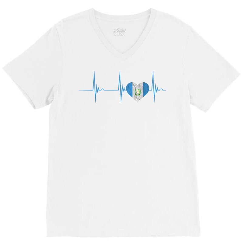 Guatemala Heart Guatemalan Heartbeat Ekg Pulse Chapin Mayan T Shirt V-Neck Tee by cm-arts | Artistshot