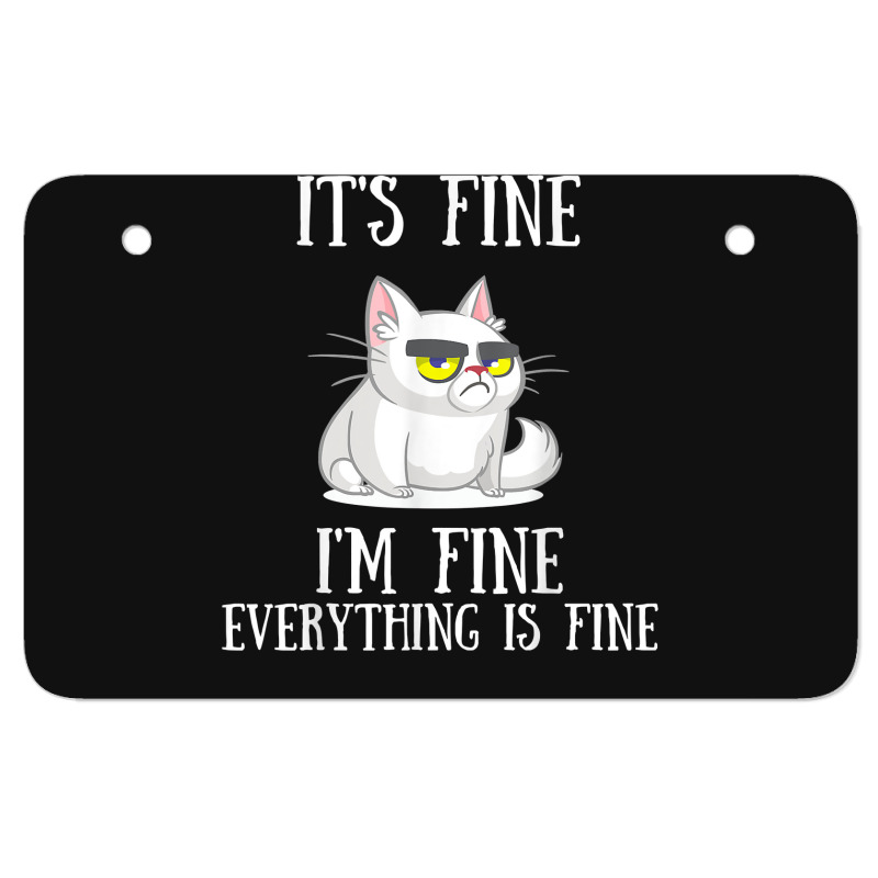 Its Fine Im Fine Everything Is Fine Cute Sad Cat Sarcastic Atv License Plate | Artistshot