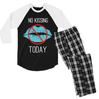 No Kissing Me Funny Pic Men's 3/4 Sleeve Pajama Set | Artistshot