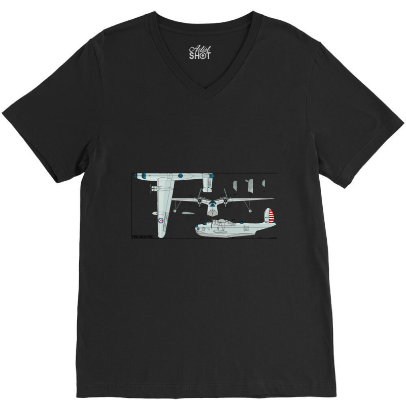 Pbm Mariner American Ww2 Patrol Bomber Flying Boat Diagrams Gift V-neck Tee | Artistshot