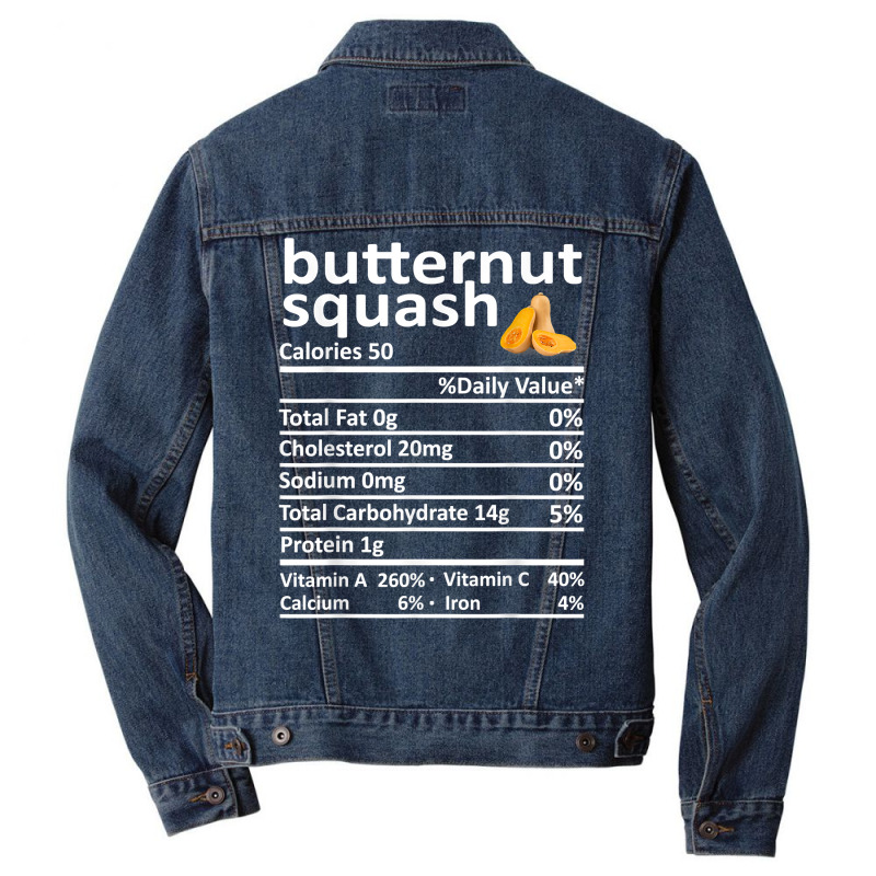 Butternut Squash Nutrition Food Thanksgiving Funny Christmas T Shirt Men Denim Jacket by cm-arts | Artistshot