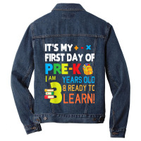 Its My First Day Of Pre-k I Am 3 Years Old Ready To Learn Men Denim Jacket | Artistshot