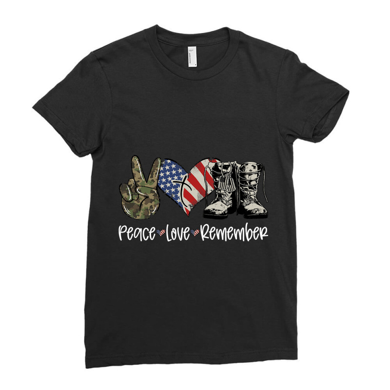 American Flag Combat Boots Peace Love Thank You Veterans 311 Ladies Fitted T-Shirt by White_Phantom | Artistshot